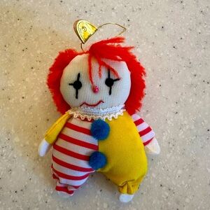 Vintage 1982 R. Dakin & Co. Soft Stuffed Circus Clown Jester Christmas Ornaments